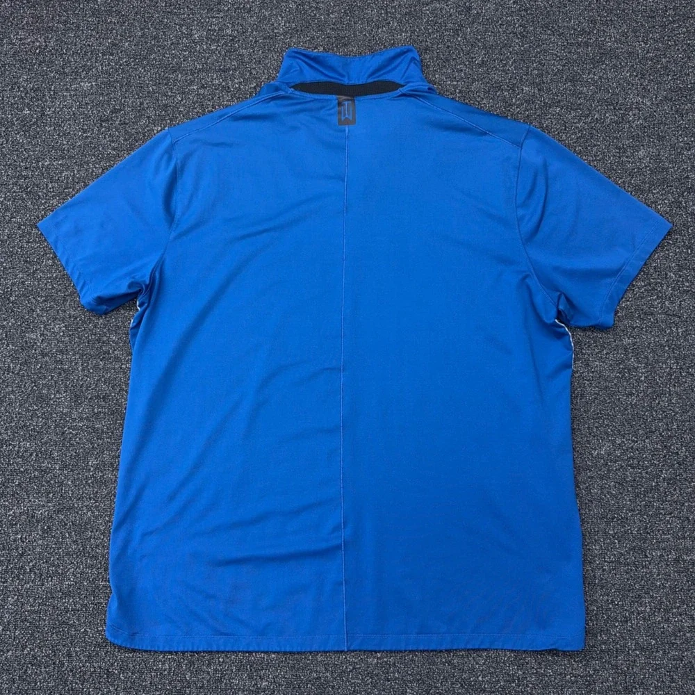 Nike‎ Tiger Woods Dri-FIT Golf Polo Shirt Mens XL Blue Striped Colorblock TW